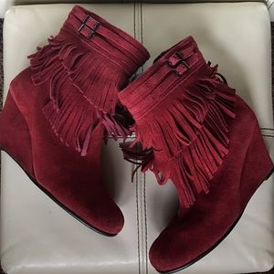Red Fringe Aerosoles Ankle Boots